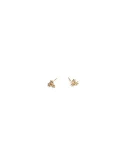A&C OSLO EARRINGS TRIPPLE CZ FLOWER STEEL GOLD PLEATED