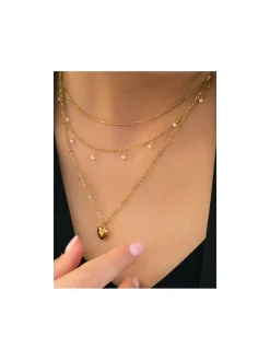 A&C OSLO NECKLACE W/DANGLING PEARLS STEEL 14K