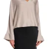 AHLVAR GALLERY BLOUSE NINA V-NECK GREIGE