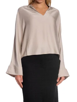 AHLVAR GALLERY BLOUSE NINA V-NECK GREIGE