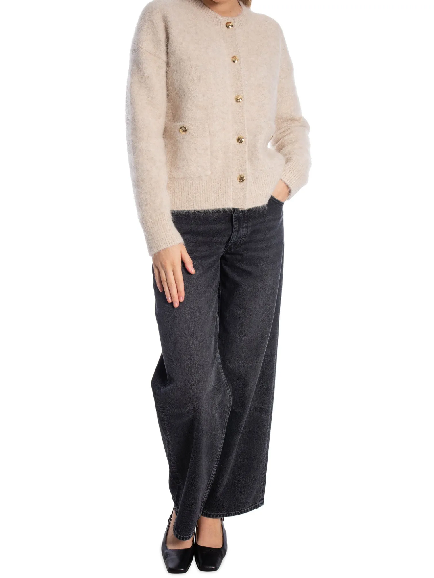 ANINE BING CARDIGAN BOBBIE LIGHT OAT