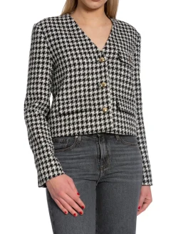 ANINE BING JACKET CARA CREAM AND BLACK HOUNDSTOOTH