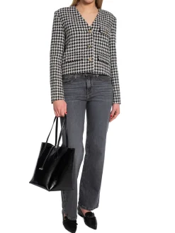 ANINE BING JACKET CARA CREAM AND BLACK HOUNDSTOOTH