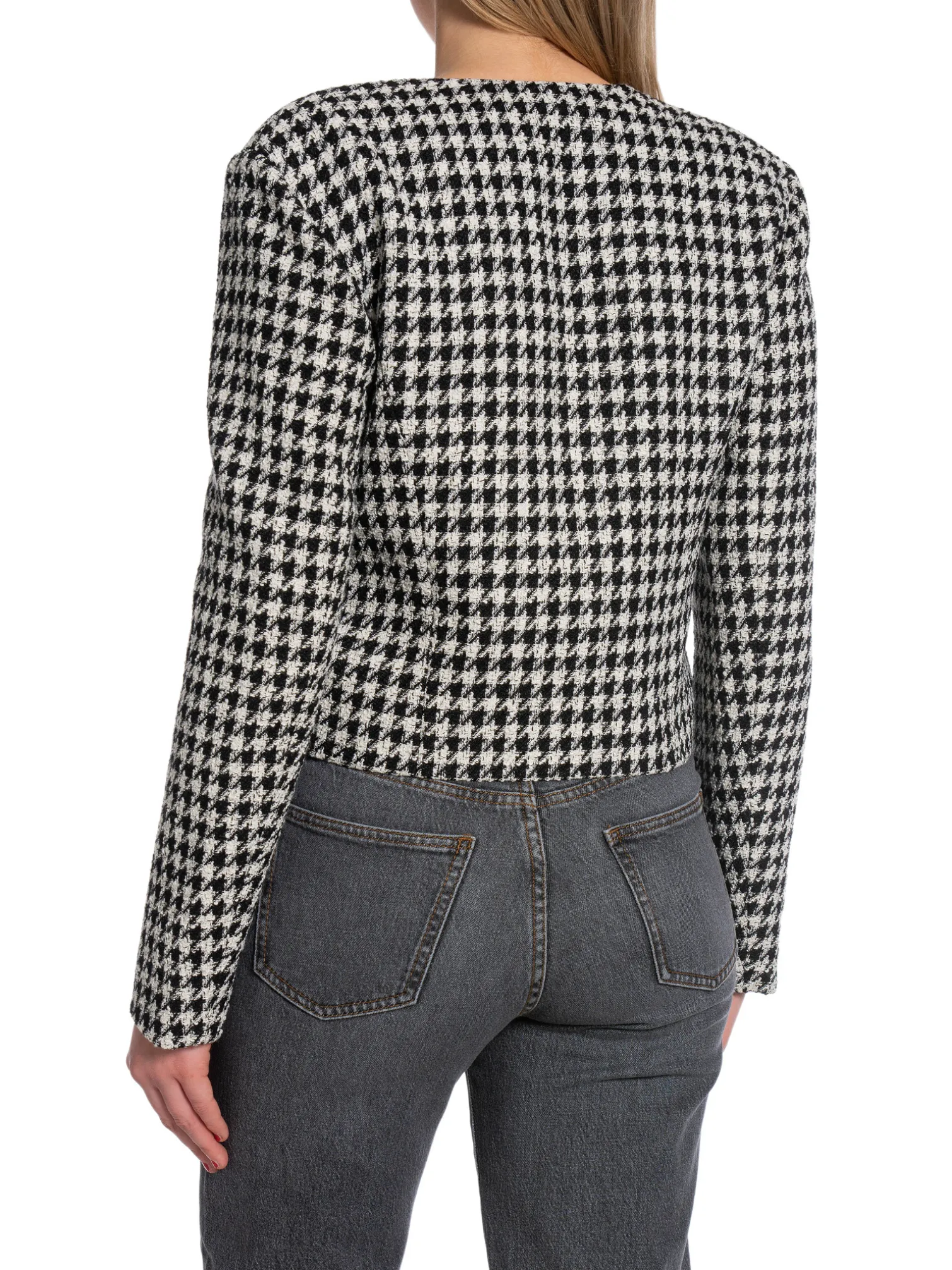 ANINE BING JACKET CARA CREAM AND BLACK HOUNDSTOOTH