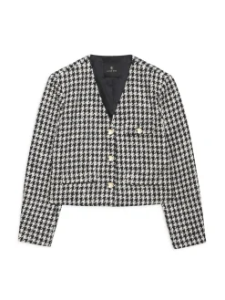 ANINE BING JACKET CARA CREAM AND BLACK HOUNDSTOOTH
