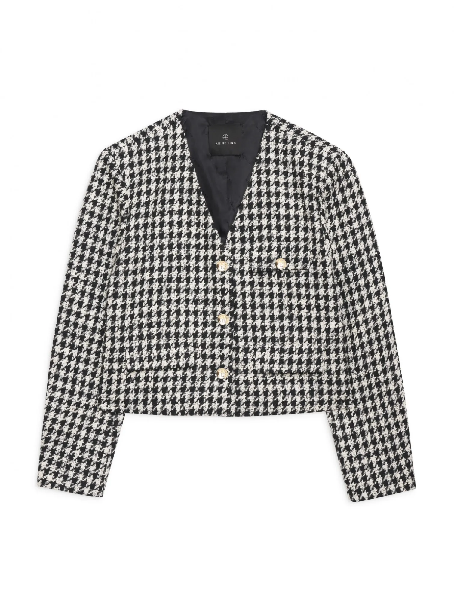 ANINE BING JACKET CARA CREAM AND BLACK HOUNDSTOOTH