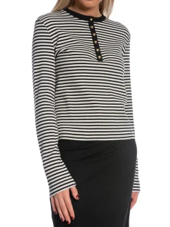 ANINE BING TOPP ALESSIA LONG CREAM/BLACK STRIPE