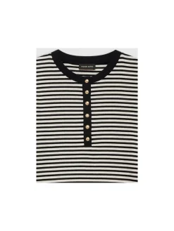 ANINE BING TOPP ALESSIA LONG CREAM/BLACK STRIPE
