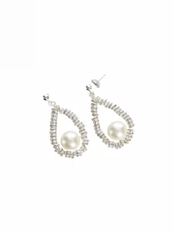 BOW19 EARRINGS PEARL GLOW OVAL SILVER