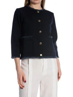 BUSNEL CARDIGAN LINN SOLID MARINE