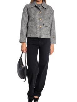 BUSNEL JACKET BECKY DOGTOOTH GREY MELANGE