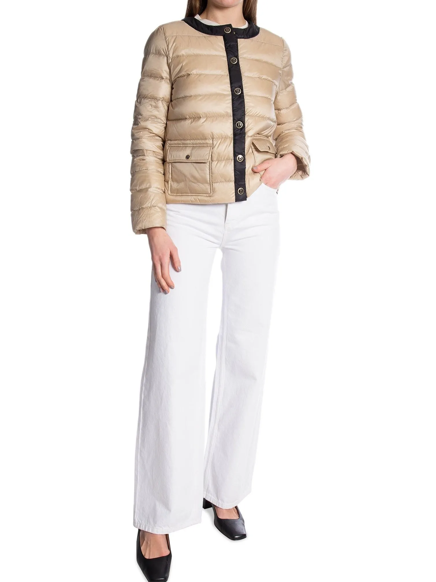 BUSNEL JACKET IDA CONTRAST LIGHT BEIGE BLACK