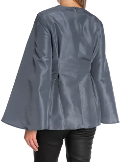 BY MALINA BLOUSE ARIELLE PEPLUM SHAPED SMOKE