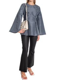 BY MALINA BLOUSE ARIELLE PEPLUM SHAPED SMOKE