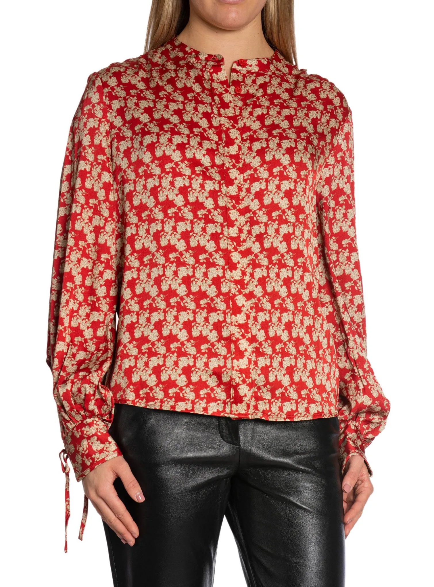 BY MALINA BLOUSE GABRIELA WINTER FLORAL BERRY RED