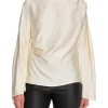 BY MALINA BLOUSE MACKENZIE WIDE SLEEVE DRAPED VANILLA