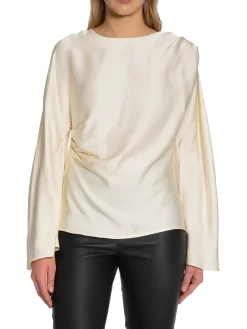 BY MALINA BLOUSE MACKENZIE WIDE SLEEVE DRAPED VANILLA