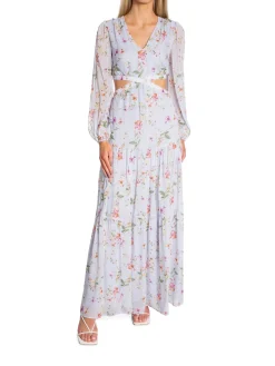 BY MALINA DRESS HOLLIE SOFT FLORAL SKY BLUE