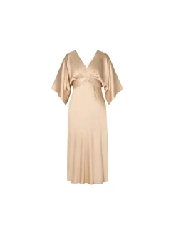 BY MALINA DRESS JUNO SATIN MIDI CHAMPAGNE