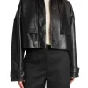 CALVIN KLEIN LEATHER JACKET CROPPED BLACK
