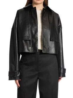 CALVIN KLEIN LEATHER JACKET CROPPED BLACK