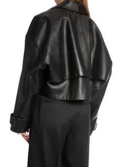 CALVIN KLEIN LEATHER JACKET CROPPED BLACK