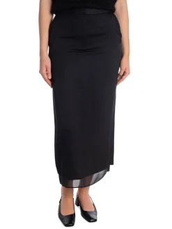 CALVIN KLEIN SKIRT SHEER PANEL LAYER ANKLE BLACK