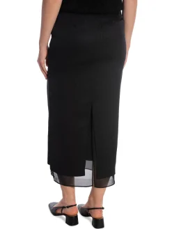 CALVIN KLEIN SKIRT SHEER PANEL LAYER ANKLE BLACK