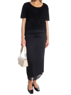 CALVIN KLEIN SKIRT SHEER PANEL LAYER ANKLE BLACK