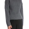 CALVIN KLEIN SWEATER SOFT WOOL CABLE RELAXED MID GREY HEATHER