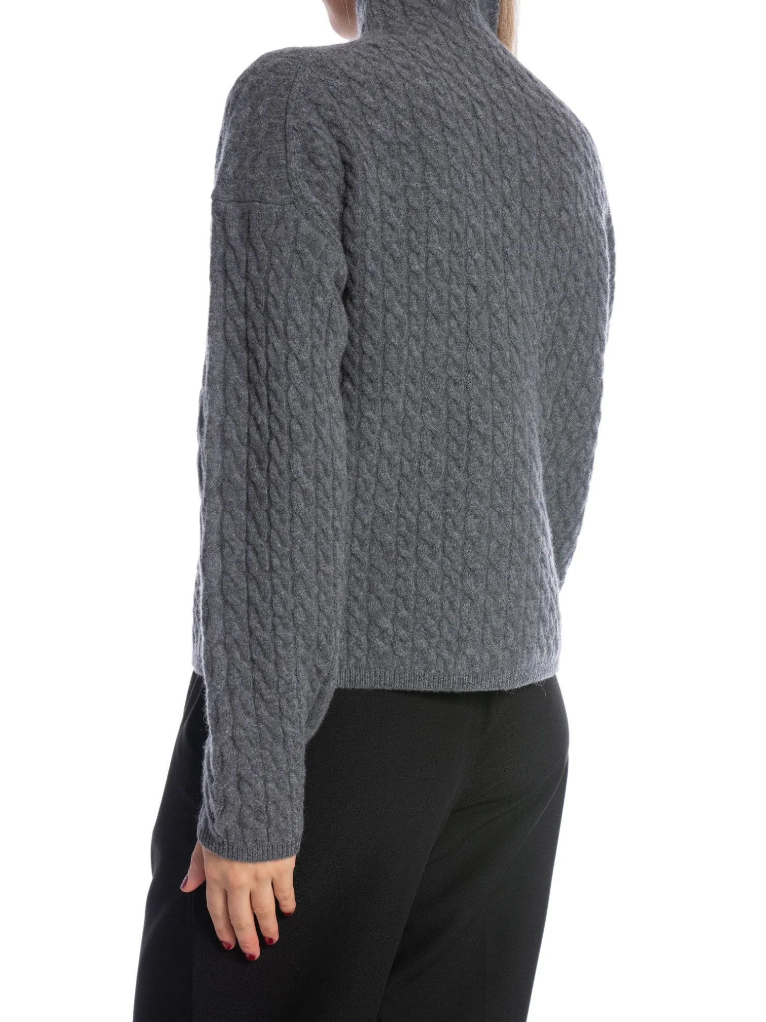CALVIN KLEIN SWEATER SOFT WOOL CABLE RELAXED MID GREY HEATHER