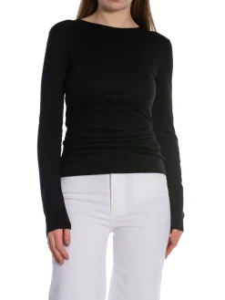 CALVIN KLEIN TOP JERSEY C-NECK METAL TOP BLACK
