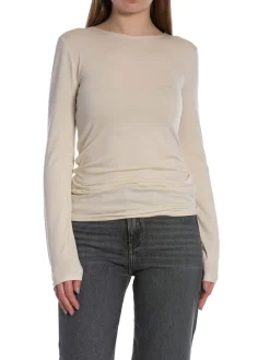 CALVIN KLEIN TOP JERSEY C-NECK METAL TOP SESERT SAND DUNE