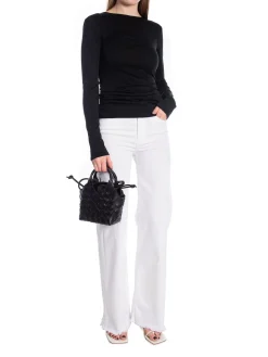 CALVIN KLEIN TOP JERSEY C-NECK METAL TOP BLACK