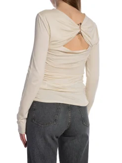 CALVIN KLEIN TOP JERSEY C-NECK METAL TOP SESERT SAND DUNE