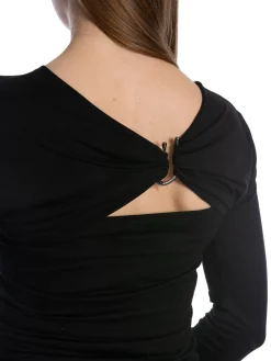 CALVIN KLEIN TOP JERSEY C-NECK METAL TOP BLACK
