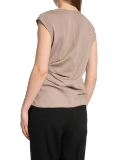 CALVIN KLEIN TOP RECYCLED CDC DRAPED NEUTRAL TAUPE