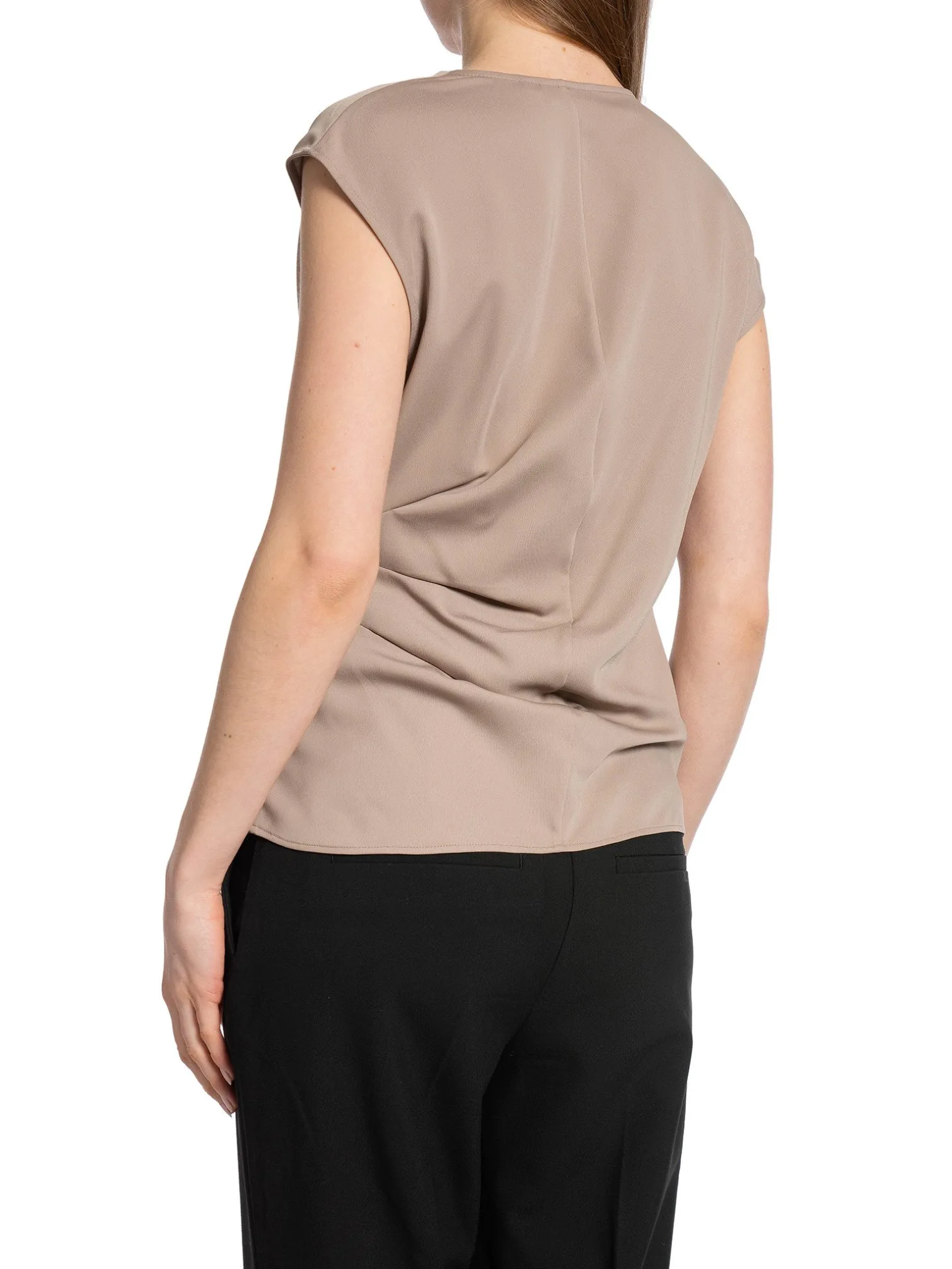 CALVIN KLEIN TOP RECYCLED CDC DRAPED NEUTRAL TAUPE
