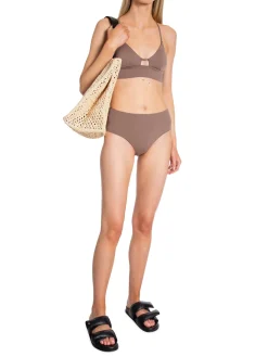 CASALL BIKINI BOTTOM BACK DETAIL HIGH WAIST DARK TAUPE