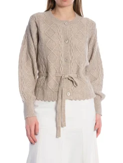 CO'COUTURE CARDIGAN ROW CABLE TIE BONE