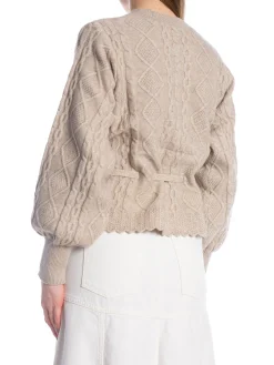 CO'COUTURE CARDIGAN ROW CABLE TIE BONE