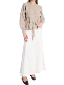 CO'COUTURE CARDIGAN ROW CABLE TIE BONE