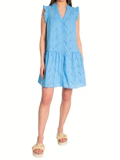 CO´COUTURE DRESS POLA ANGLAISE CLEAR BLUE