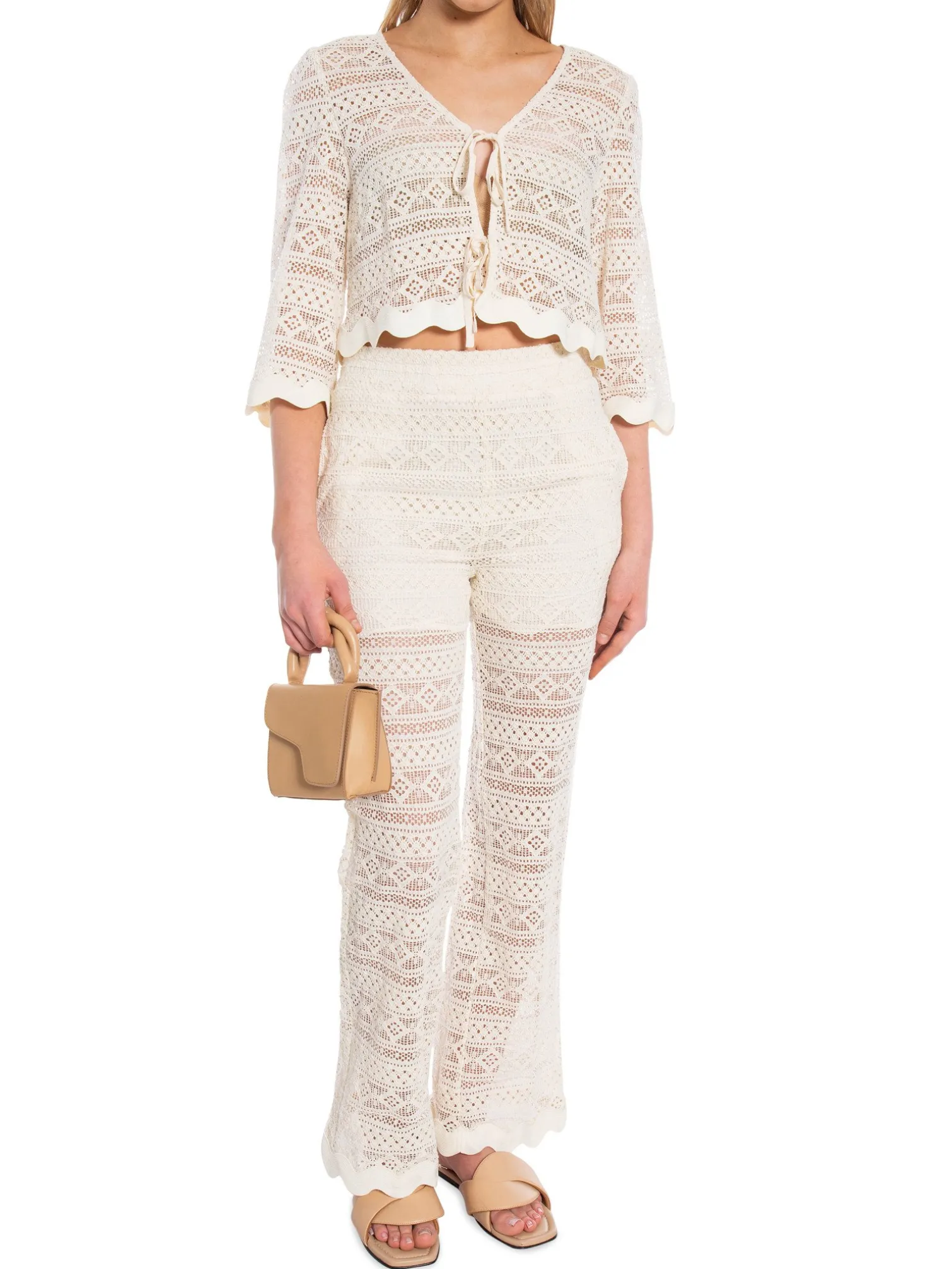 CO'COUTURE PANTS LARACC CROCHET OFF WHITE