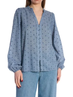 CO´COUTURE SHIRT DOTTIE V-SHIRT DUSTY BLUE