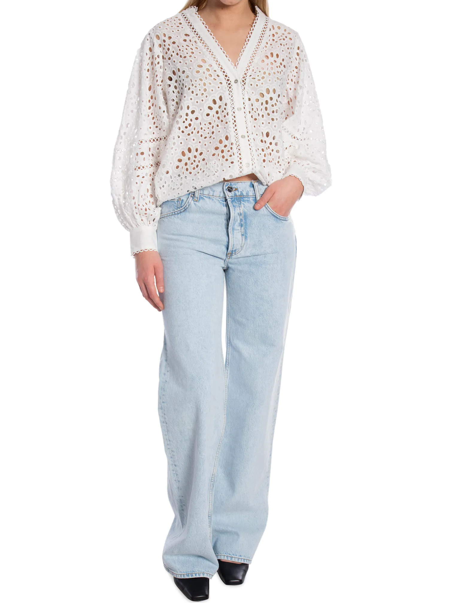 CO´COUTURE SHIRT VIOLA ANGLAISE WHITE