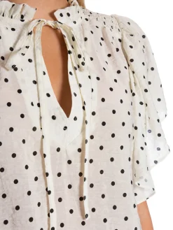 CO'COUTURE TOP DIONNE DOT FRILL OFF WHITE