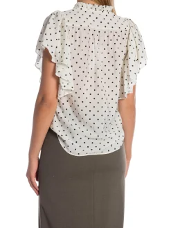 CO'COUTURE TOP DIONNE DOT FRILL OFF WHITE