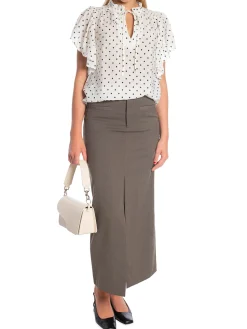 CO'COUTURE TOP DIONNE DOT FRILL OFF WHITE