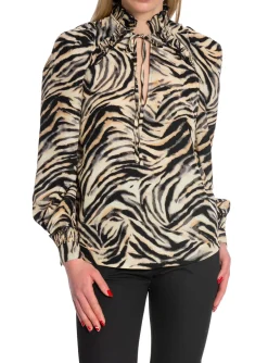 COPENHAGEN MUSE SHIRT FRILL BLACK WITH ROCK RIDGE